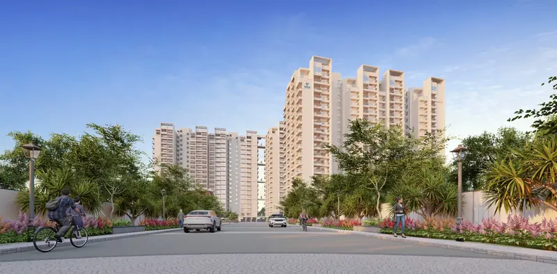 Landscaped entrance road